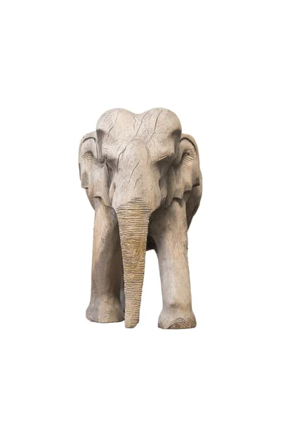 Scultura elefante in legno su sfondo bianco — Foto Stock