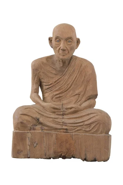 Antique wood monk on white background — Stock Photo, Image