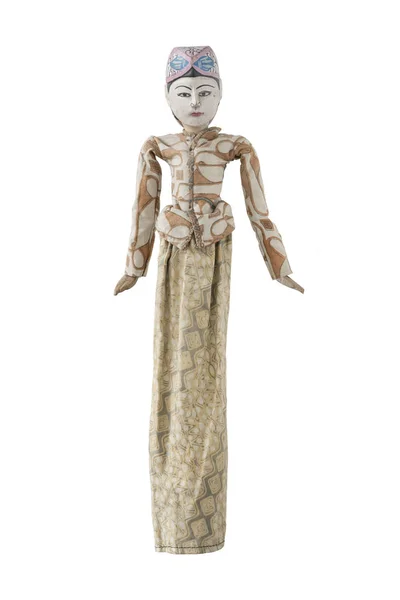 Antika trä marionett på vit bakgrund — Stockfoto