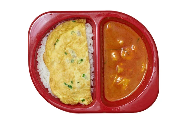 Almoço embalado em fundo branco — Fotografia de Stock