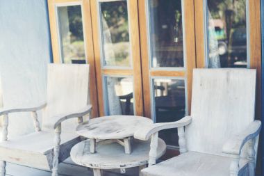 kahve Cafe penceresinde vintage sesi