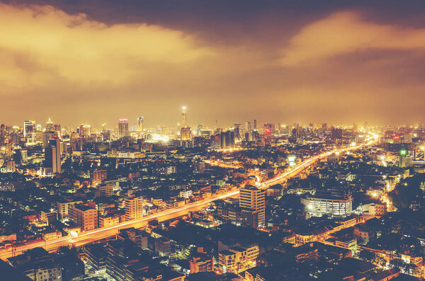 Cityscape of Bangkok at night, Thailand