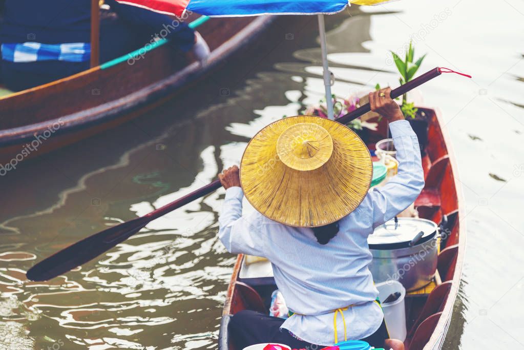 Local boat in Amphawa Floating Market