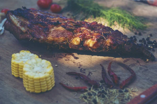 Roasted Pork Ribs Herbs — Stock Photo, Image