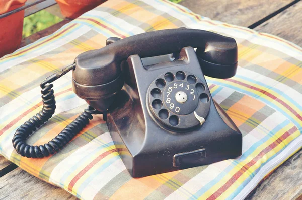 Régi Fekete Telefon Vintage Szűrő Kép — Stock Fotó
