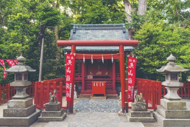 Park Manzaralı Japon Tapınağı, vintage filtre görüntü