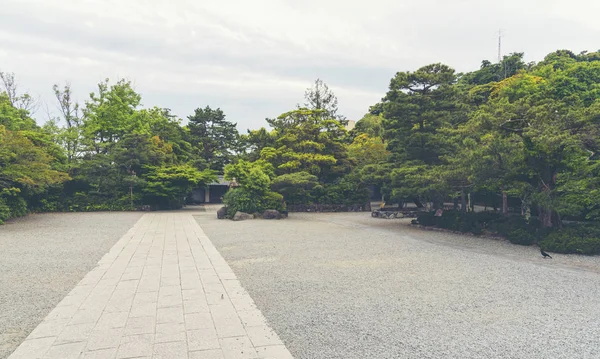 Vue Sur Parc Dans Temple Japonais Image Filtre Vintage — Photo