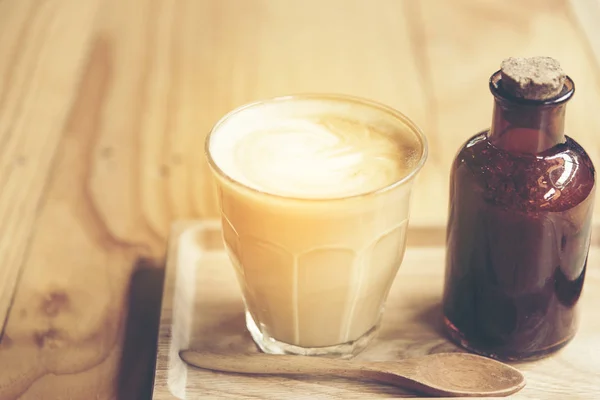 Seni Kopi Latte Dengan Gambar Filter Vintage — Stok Foto