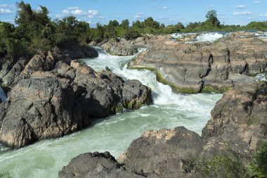 Laos tropik şelale