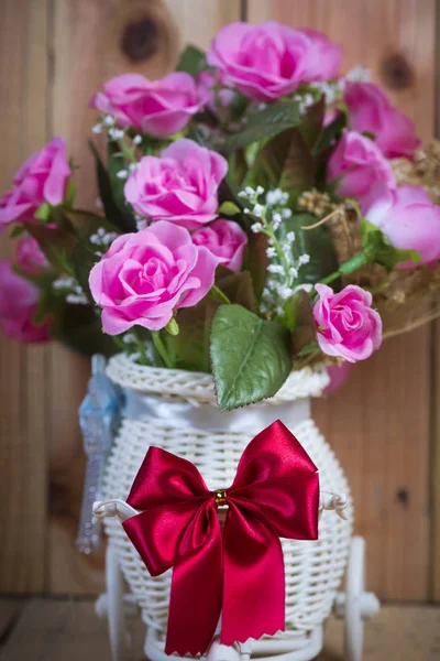 Rose Flower Wooden Background — Stock Photo, Image