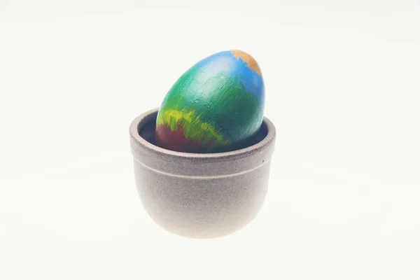 Coloridos Huevos Pascua Hechos Mano Aislados Blanco — Foto de Stock