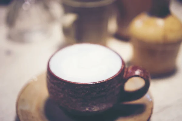 Milchkaffee Latte Vintage Filter Image — Stockfoto