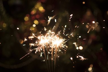 Christmas holding bengal burning sparkler light