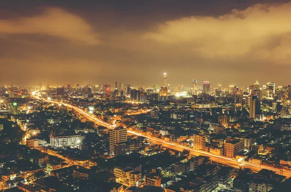 Gece Tayland Bangkok Cityscape — Stok fotoğraf