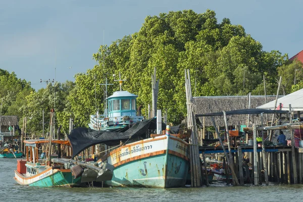 Samutsakhon Thailand October 2017 Coastal Fishing Boats Seaside Area Thailand — Stock Fotó