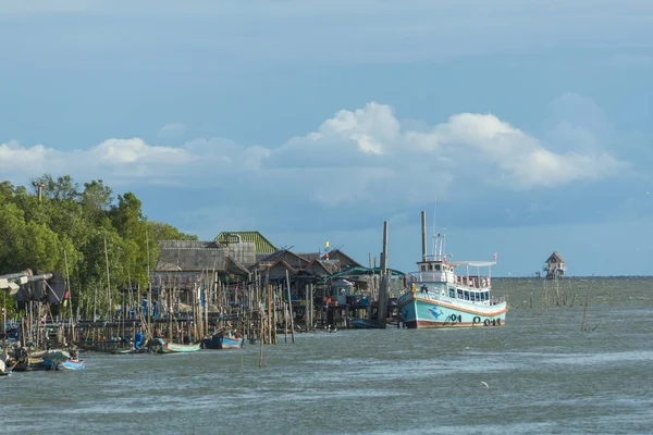 Samutsakhon, Thailand-October 11, 2017: Coastal fishing boats in the seaside area of Thailand. in Samutsakhon, Thailand 