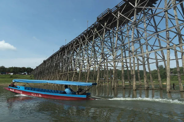 Vista Del Puente Madera Más Largo Tailandia —  Fotos de Stock