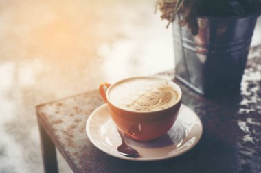 kahve latte sanat kafe Cafe, vintage filtre görüntü