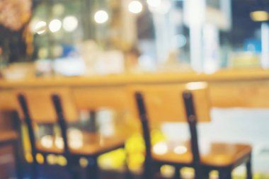 Restoran ve kafe iç arka plan - Vintage filtre için soyut bulanıklık defocused