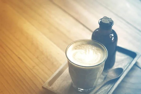 Coffee Latte Art Vintage Filter Image — Stock Photo, Image