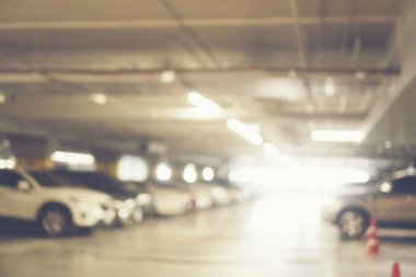 Soyut gizli yer altı otoparkı bulanıklık, Park garaj yeraltı iç bulanıklık