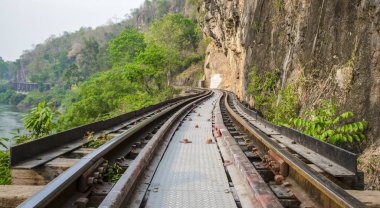 Railroad tracks in rural areas, with the natural site, Thailand
