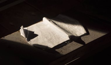 old notebook on the table 