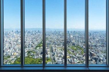 modern cityscape with window