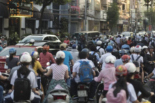 Chi Minh City Vietnam February 2016 Traffic Jam Congestion Scooters — Stock Photo, Image