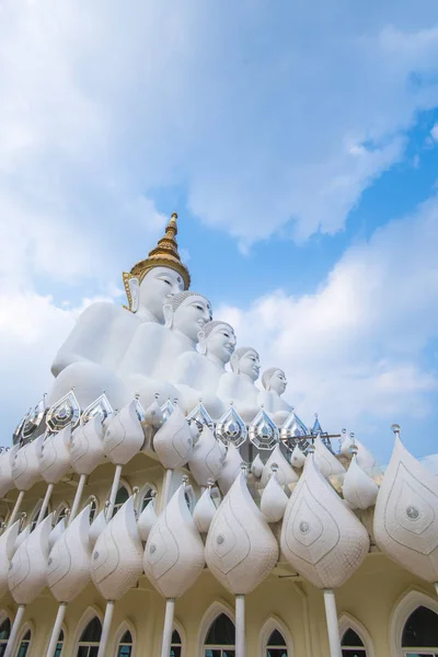 Five Buddha Statues Wat Phasornkaew Temple Thailand Phetchabun Khao Kho — Foto de Stock