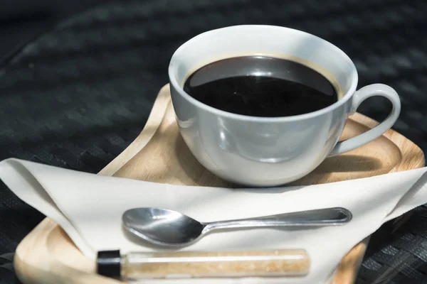 Taza Café Platillo Una Vieja Mesa Madera — Foto de Stock