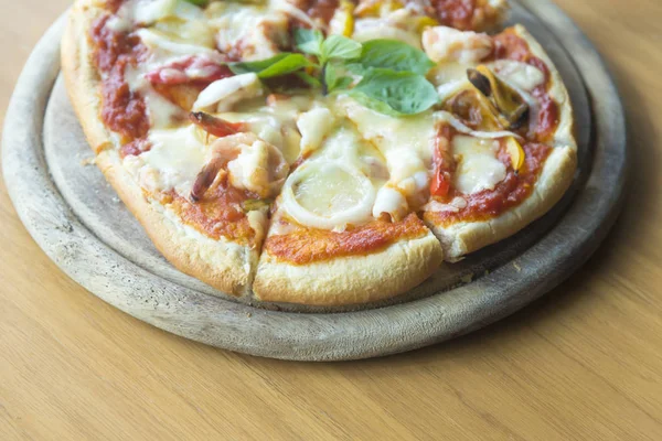 Pizza Seafood Wooden Board — Photo