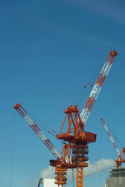 Crane Building Contraction Site Blue Sky — Fotografia de Stock