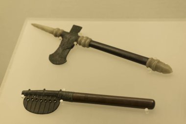 Taipei, Tayvan - 14 Aralık 2016 'da Taipei, Tayvan, Asya' daki Ulusal Saray Müzesi 'nde antikalar sergilendi.