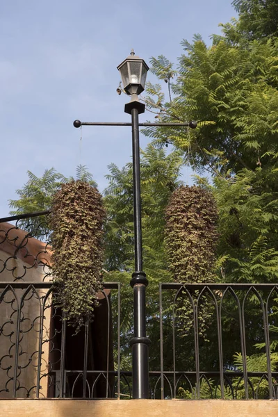 Street Lamp Metal Fence Park — Stock Photo, Image