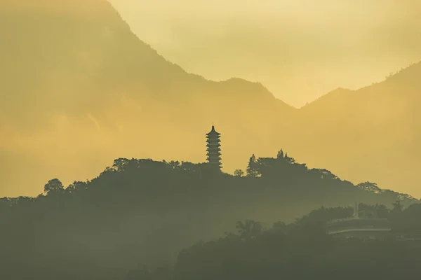 Východ Slunce Nad Horami Jezera Sunmoon Taipei — Stock fotografie