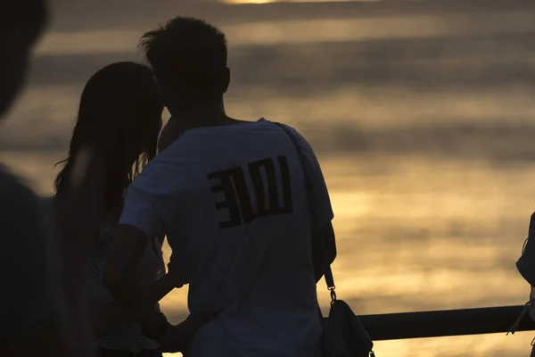 Couple Love Beach Back View — Foto Stock