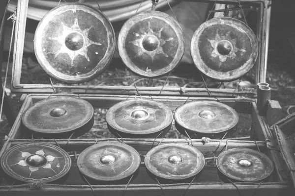 Burmese Music Instruments Image Filter Vintaged Black White — Stock Photo, Image