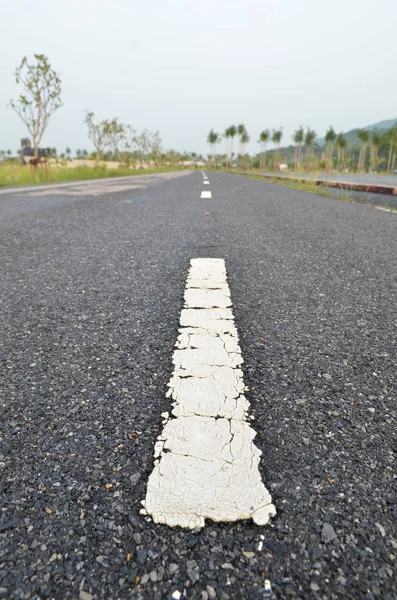 Asphalt Road Texture Con Striscia Bianca — Foto Stock