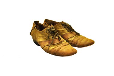 yellow old shoes isolated