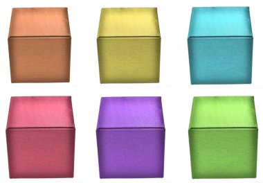 set of colorful paper boxes isolated on white background