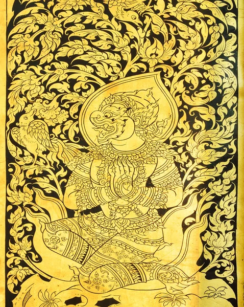 Pintura Tailandesa Sobre Madera Oro — Foto de Stock