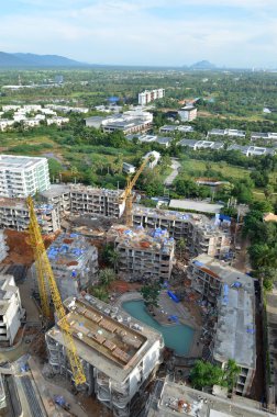 Bir inşaat alanının yüksek açılı görünüş