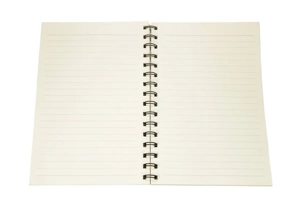 Notebook Vazio Aberto Isolado Com Páginas Alinhadas — Fotografia de Stock