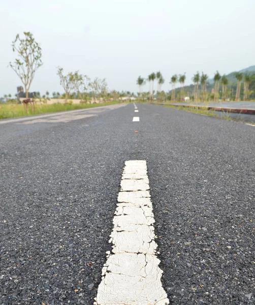 Asphalt Road Texture Con Striscia Bianca — Foto Stock