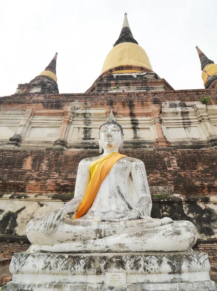 Buddha Pagoda Wat Yai Chai Mongkol Ayutthaya Thailand — Fotografia de Stock