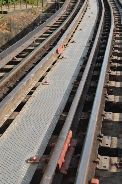 Close Railway Tracks Road — Fotografia de Stock