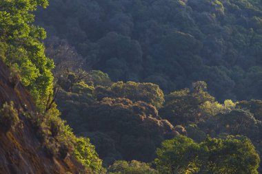 Gün batımında dağlar. Yaz mevsiminde güzel doğal manzara