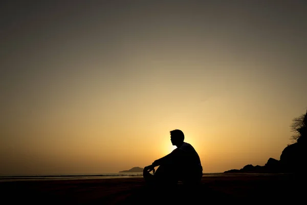 Lonely Man Beach Sunset — Foto Stock