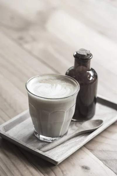 Coffee Latte Art Glass — Stock Photo, Image